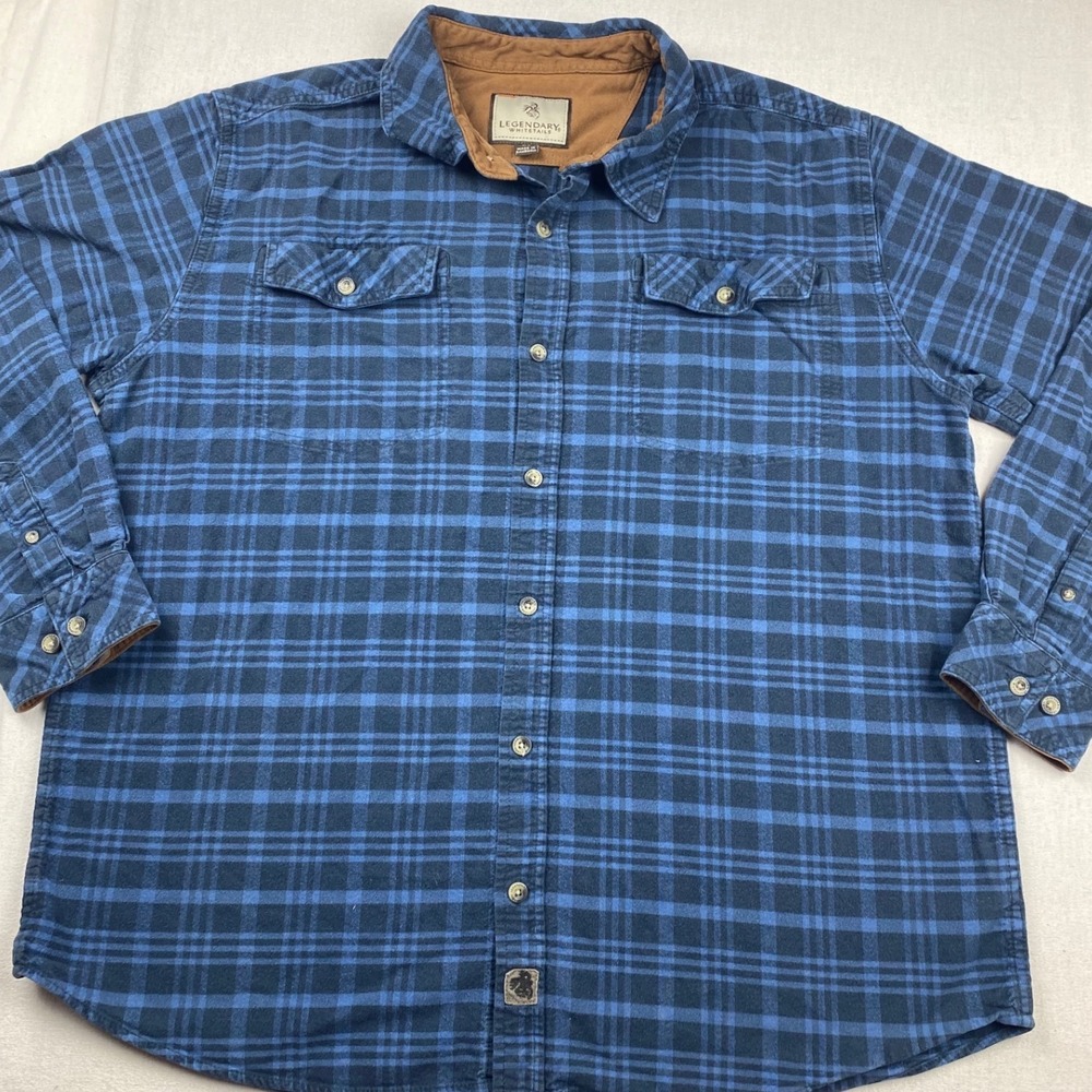 Legendary‎ Whitetails Mens XL Blue Plaid Flannel Button Down Shirt
